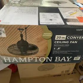 Hampton Bay 894192003477 Conyer 20 In Indoor/wet Outdoor 3-speed Anywhere Fan Matte Black With Hanging Hook