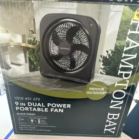 Dk2301r Hampton Bay Desk Fan 9in 3-speed Dual Power Personal Indoor Outdoor Tilt-back Compact A3