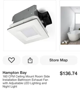 Lds-bf3003 Hampton Bay 160 Cfm Ceiling Mount Room Side Installation Bathroom Exhaust Fan