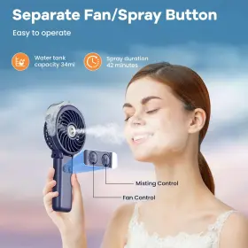 Handfan 972831621874 5200mah Portable Misting Fan With Charger Rechargeable Handheld Pers #3