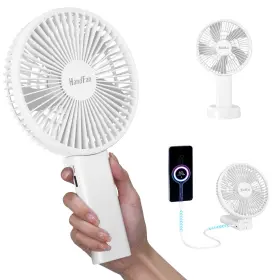 Hf-361g Handfan 6 Inch Handheld Cooling Device 4000mah Battery Speeds Foldable Grey