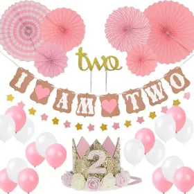 Hmm-79 Haomaomao Birthday Decoration Set-baby Partyr Crown Girl/boy 2 St Lq 2st Pink Kit