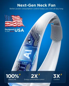 Heelkl 721545909152 Ai Neck Fan 4 Speeds Adjustable Portable Personal Rechargeable 4000 Mah #2