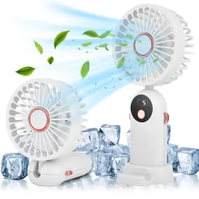 Hgnn 610371267867 Handheld Fan White Portable Mini Desk 90 Degrees Foldable 5 Speeds S