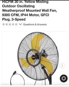 Fan-ow30m Hicfm 30 Inch Misting Outdoor Oscillation Weatherproof Wall Mounted Fan