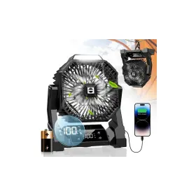 Hiketrax 345750095809 Portable Camping Fan With Led Lantern 30000mah Rechargeable Battery Operated