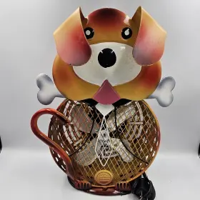 Pug-hbm-7001 Himalayan Breeze Puppy Dog Fan Sculpted Art Deco Steampunk Electric 14 Inch Works