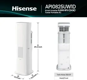Api0825uw1d Hisense Smart Inverter Twin Hose 8 000 Btu Doe 350 Sf Heat/cool