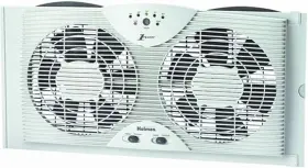 Holmes 048894012709 Dual 8 Inch Blade Twin Window Fan With Led One Touch Thermostat Control