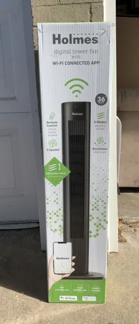 085-01-2457 Holmes 36 Inch Smart Tower Oscillating Fan Use With Google Alexa Remote Control