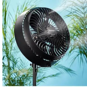 12096 Holmes Stand Fan 16-in Oscillating Misting 3 Speed Adjustable Height Black