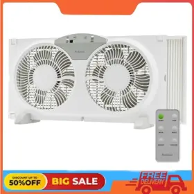 12972 Holmes 9 Inch Digital Window Fan 3-speed Twin Blade Reversible Airflow Remote