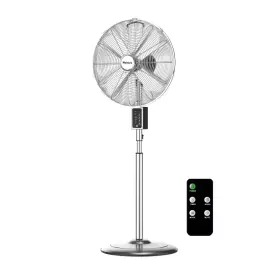 Holmes 313019434477 16 Inch 3-speed Chrome Digital Oscillating Metal Stand Fan With Remote Control