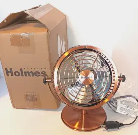 32510022 Holmes Heritage Desk Fan 6-inch Metal Table Brushed Copper Tested