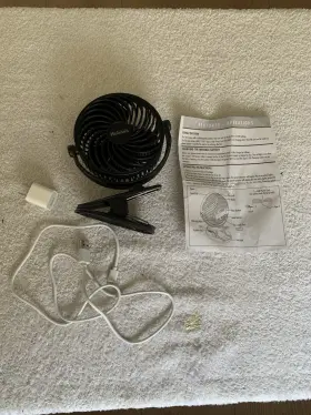 32520031 Holmes 4 Inch Portable Clip Rechargeable Battery 360 Rotation Fan Black-open Box