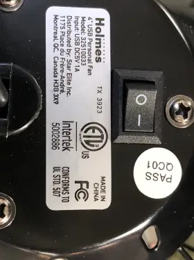 5002886 Holmes Usb Personal Fan Simply Attach To Laptop Intertek #3