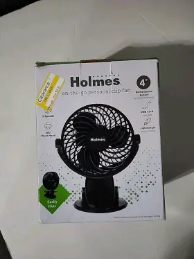 Holmes 694501120611 4 Inch On The Go 3 Speed Personal Clip Fan Usb Rechargeable #3