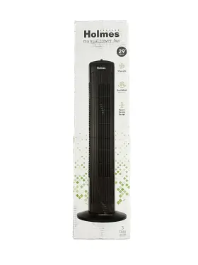 Holmes 694501128617 3 Speeds Manual Tower Oscillating Fan Space Saving Design - Black 29ftft