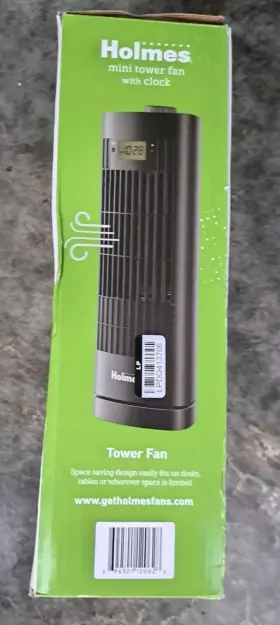 87144377 Holmes 13 Inch Oscillating 3 Speed Mini Tower Fan With Digital Clock - Black