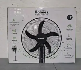 88223328 Holmes 18 Inch Digital Oscillating 3 Speed Stand Fan With Remote Control Black