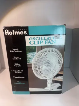 Hacp9 Holmes Oscillating Clip Fan 2 Speed Grip Adjustable Tilt 6 Inch White