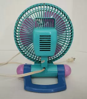 Hanf-95 Holmes Vintage 90s Desk Bedroom Fan Aqua Purple Tilt 2 Speeds Retro #3