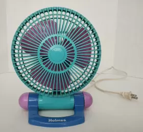 Hanf-95 Holmes Vintage 90s Desk Bedroom Fan Aqua Purple Tilt 2 Speeds Retro