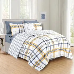 Hawf2041-n Holmes 8- Piece Lodge Plaid Reversible Comforter Set Bed-in-a-bag - Silky Soft Comp
