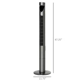 Us824-031v800141 Homcom Oscillating Tower Standing Fan With Air Filter Led Light And Remote Control Grey #3