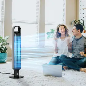 Us824-046v800146 Homcom Tower Fan Cooling For Bedroom With Oscillating Remote Controller Black