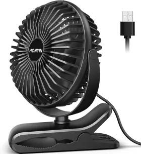 E30h Honyin 726084785571 720 Rotation Small Desk And Clip On Fan With Sturdy Clamp 3 Speeds Quiet