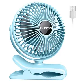 Honyin 796229028962 Usb Clip On Fan 720 Rotation Small Desk And Personal Cooling With Stu