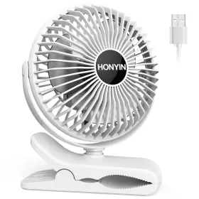 Zls-e30h Honyin 720 Rotating Usb Clip-on Fan 3 Speeds Quiet For Desk Treadmill Bedroom