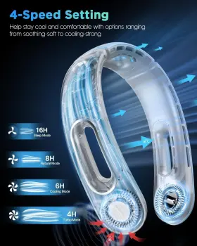 Ty-01 Hotsales Neck Fan Hands Free Bladeless 360 Cooling 4 Speeds Quiet 5200 Mah #2