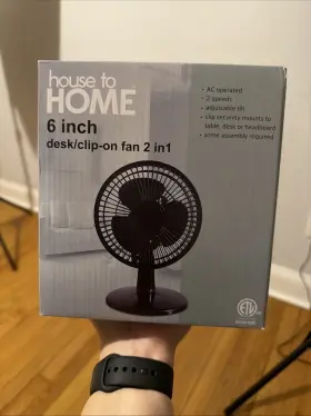 House To Home 050428605899 6 Inch Desk Clip On Fan 2 In 1 Ac Operated Speed Settings Black