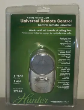 27148 Hunter Universal Remote Control Ceiling Fan And Light 3 Speeds New