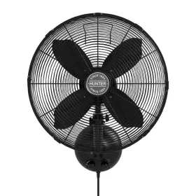 Hunter 711181560251 Classic 16 Inch 3-speed Wall Fan In Matte Black With Oscillation And Adjustable H