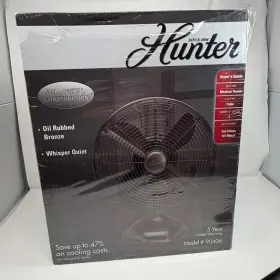 90406 Hunter Oscillating Table Fan Model Oil Rubbed Bronze All Metal 3 Speeds