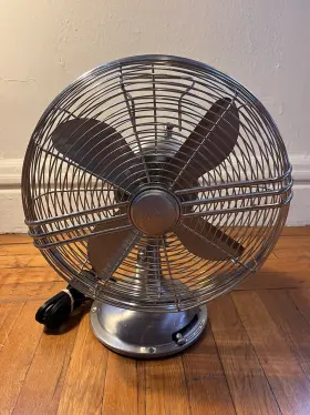 90408 Hunter Vintage Table Fan All Metal 3 Speeds Silver Tested