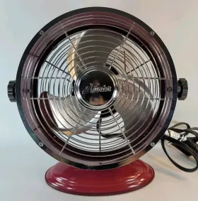 90425 Hunter Table Fan Retro Model Wine Red 9 Inch 2 Speed Portable Euc