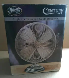 90018 Hunter Century 12 Inch 3-speed Desk Fan Brushed Nickel With Non-slip Base Portable