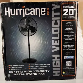 736472 Hurricane Pro 20 Inch High Velocity Oscillating Metal Stand Fan - Black