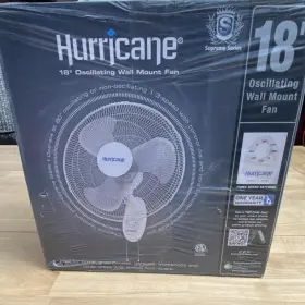 736506 Hurricane 18 Inch Oscillating Wall Mount Fan Supreme Series 3-speed Dial White