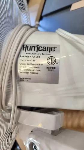 Hgc736503-01 Hurricane Classic 16 Inch 90 Degree Oscillating 3 Speed Wall Mounted Fan White #3