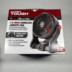 92806520 Hyper Hypertough 20v Max 2.0ah 7.5 Inch Cordless Jobsite Fan Ac/dc Hybrid Power