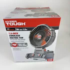 Hyper Tough 195532003558 7.5 Inch Cordless Misting Fan 20v Battery And Charger Open Box New 600 Cfm