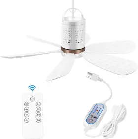 Hywecy 313043037002 Usb Ceiling Fan With Remote Control Timing And Speed Six Blades Quiet Camping