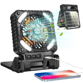 Hwfs-2 Hywecy 10000mah Solar& Type-c Charging Camping Fan 4 Speeds Powerful Wind With Led L