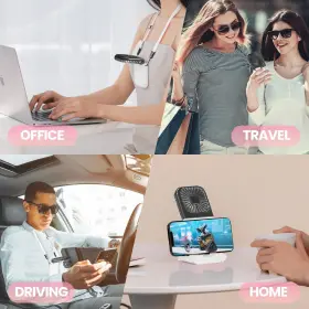 Iflytel 739804989654 Portable Mini Fan Black Foldable Personal Handheld With Power Bank #2