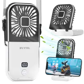 Iflytel 739804989654 Portable Mini Fan Black Foldable Personal Handheld With Power Bank